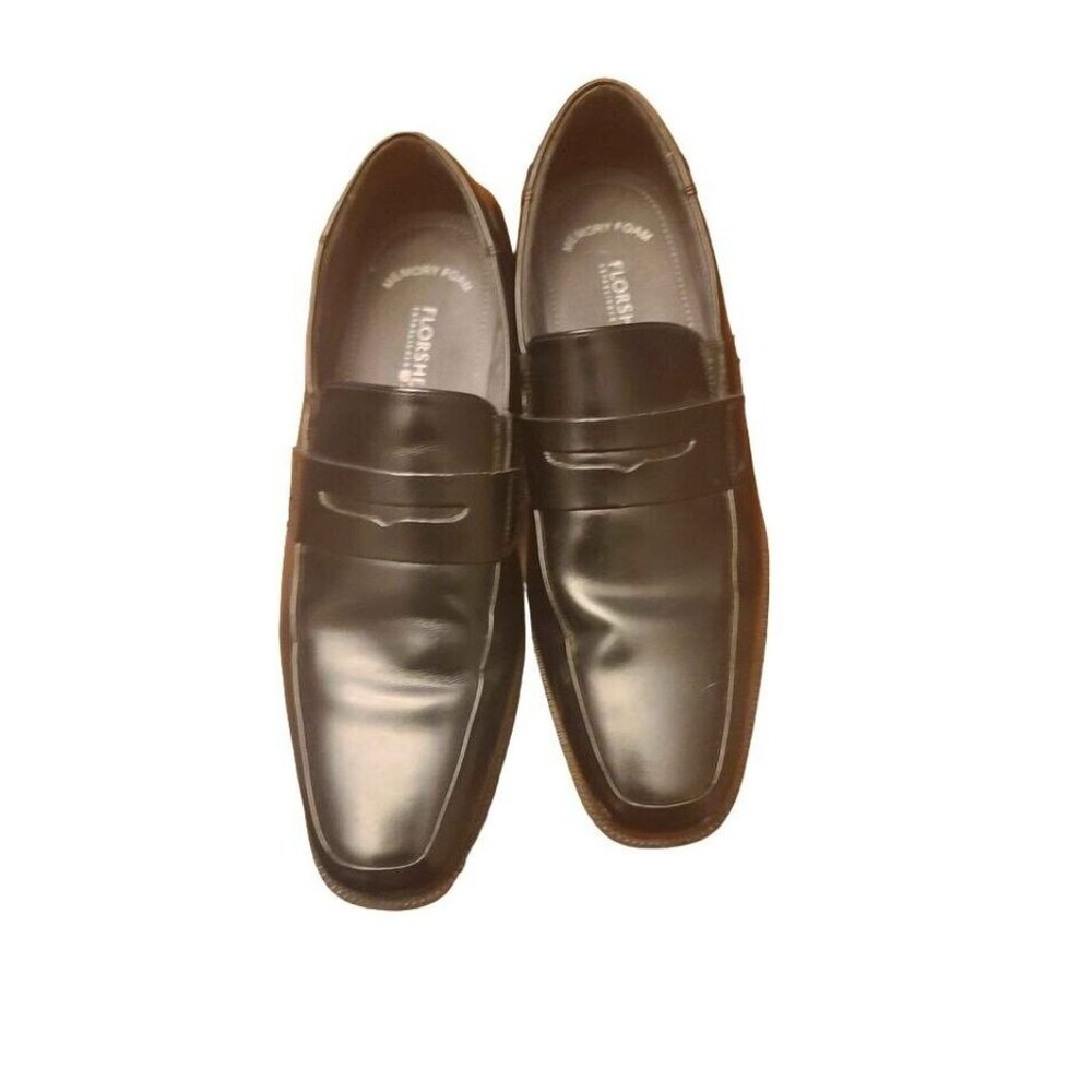 Florsheim Black Leather Jetson Apron Toe Penny Loafer
